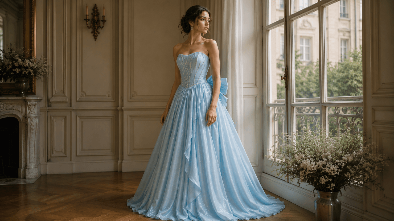 Celestine — crystal embroidery detail